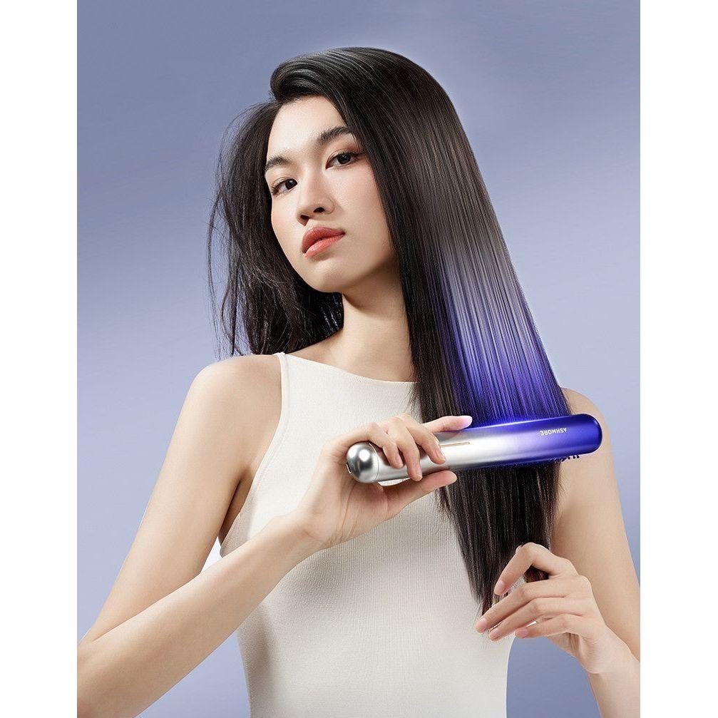ASHMORE Platinum Negative Ion Hair Straightening Comb | 6-in-1 Volumising, Smoothing & Anti-Frizz Hair Tool ASHMORE