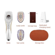 CHOUOHC Gold-Decorated Electric Massage Comb | Scalp & Hair Care with Microcurrent & LED Therapy - Sherue